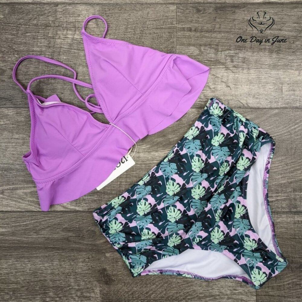 I2Crazy High Waist Ruffle Bikini Swimsuit Size M - Picture 3 of 4